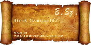 Birik Szaniszló névjegykártya